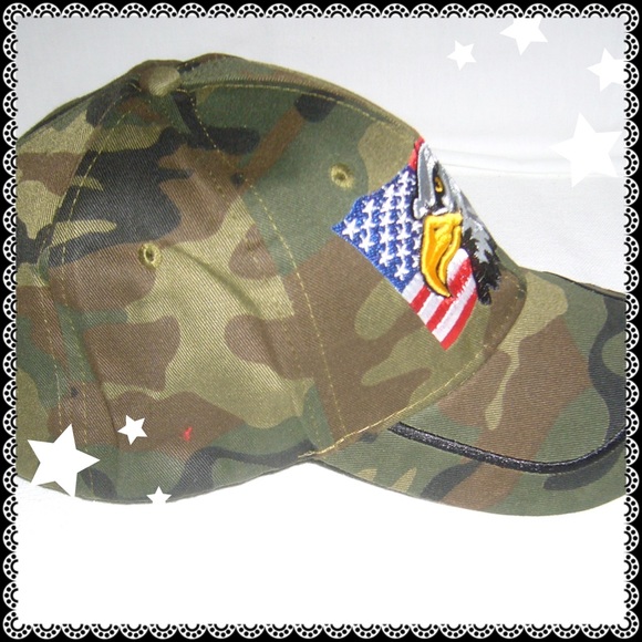 Eagle & American Flag Motif Ball Cap Camo - Picture 3 of 5